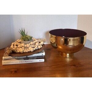 Z Gallerie Emerson Garnet Gold Tone Bowl Mid Century Modern